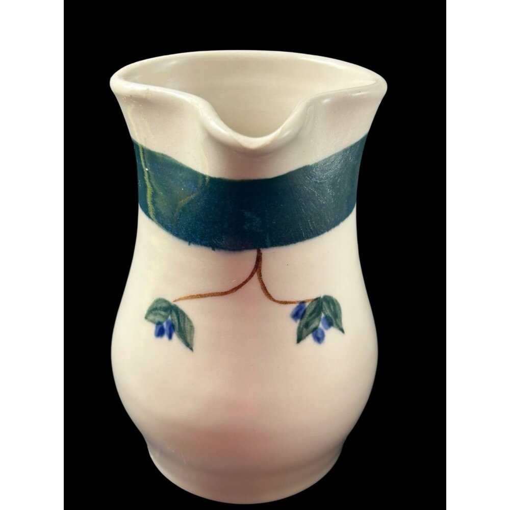 Studio Art Pottery 6" Pitcher Huckleberry Blueberry Marked Alaska SR Green Blue